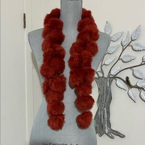 Elegant Red Real Fur Scarf 44”